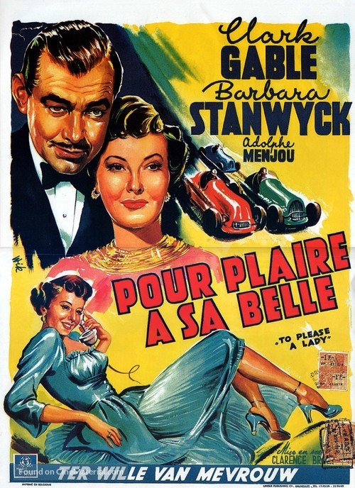To Please a Lady - Belgian Movie Poster