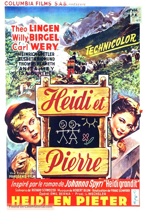 Heidi und Peter - Belgian Movie Poster