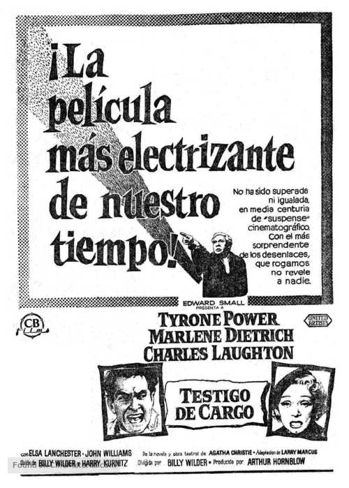 Witness for the Prosecution - Spanish Movie Poster