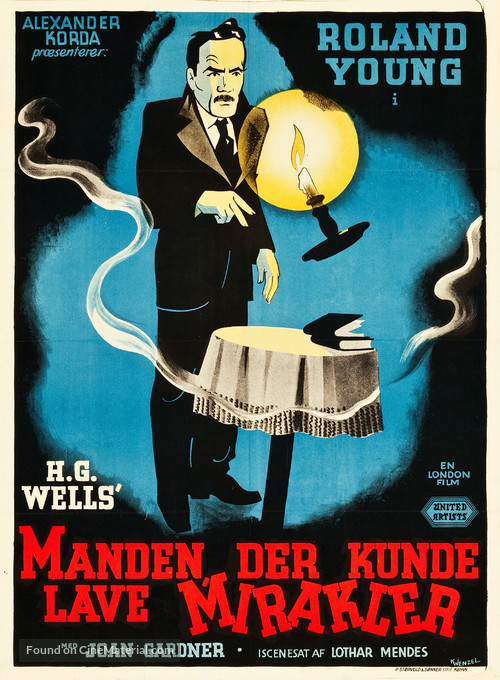 The Man Who Could Work Miracles - Danish Movie Poster
