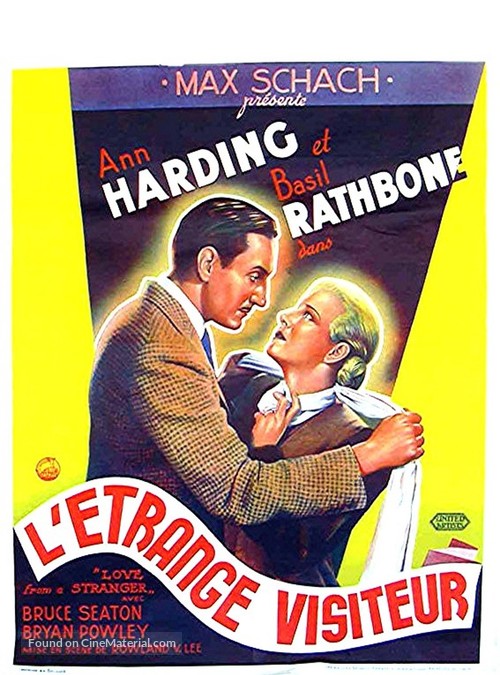 Love from a Stranger - Belgian Movie Poster