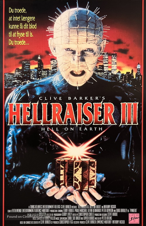 Hellraiser III: Hell on Earth - Danish Movie Cover