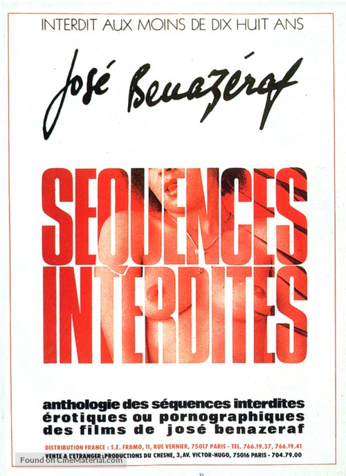 Anthologie des sc&egrave;nes interdites &eacute;rotiques et pornographiques de Jos&eacute; B&eacute;naz&eacute;raf - French Movie Poster