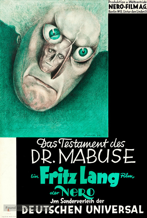 Das Testament des Dr. Mabuse - German Movie Poster