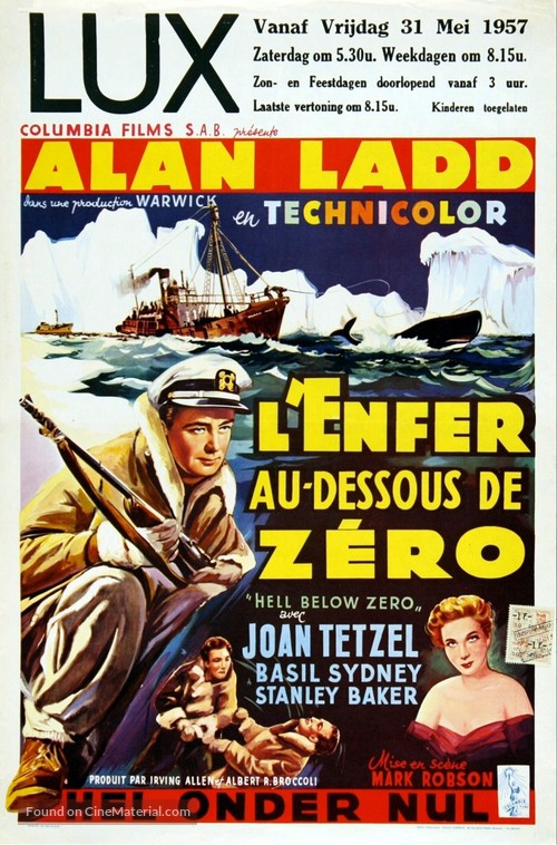 Hell Below Zero - Belgian Movie Poster