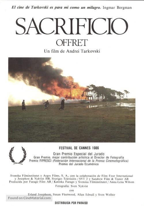 Offret - Spanish Movie Poster