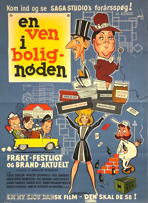 En ven i bolign&oslash;den - Danish Movie Poster