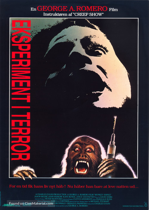 Monkey Shines - Danish Movie Poster