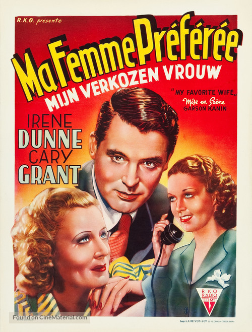 My Favorite Wife - Belgian Movie Poster