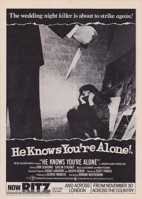He Knows You&#039;re Alone - British Movie Poster