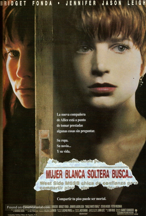 Single White Female - Spanish Movie Poster