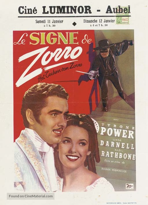 The Mark of Zorro - Belgian Movie Poster
