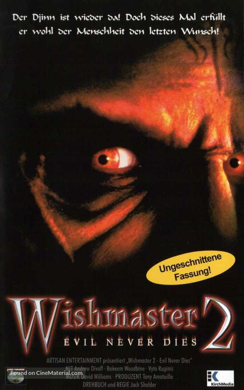 Wishmaster 2: Evil Never Dies - German VHS movie cover