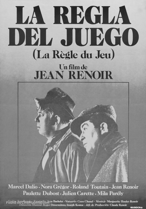 La r&egrave;gle du jeu - Spanish Movie Poster