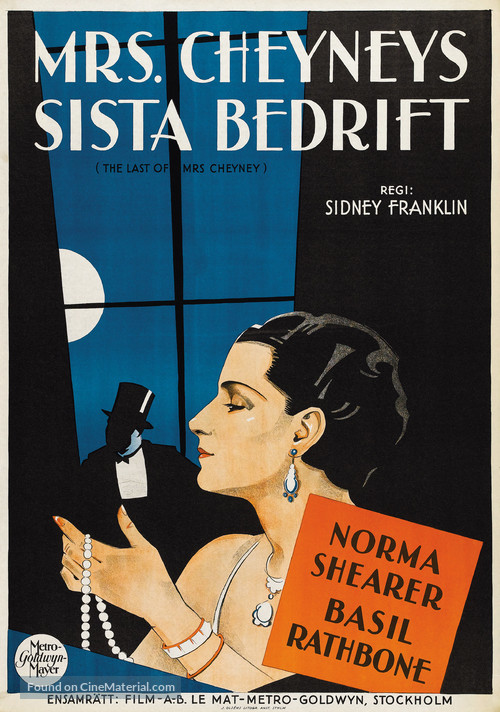 The Last of Mrs. Cheyney - Swedish Movie Poster