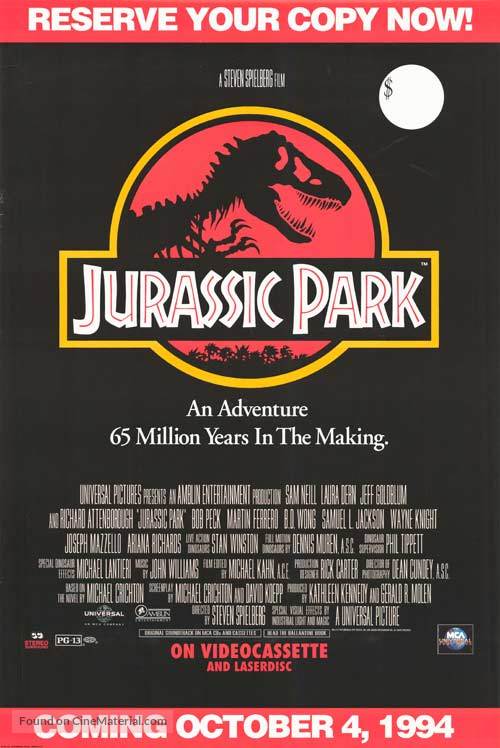 Jurassic Park - Video release movie poster