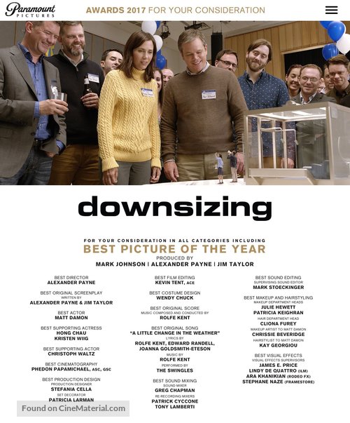 Downsizing - For your consideration movie poster