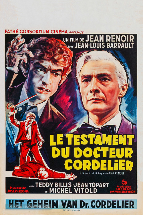 Le testament du Docteur Cordelier - Belgian Movie Poster