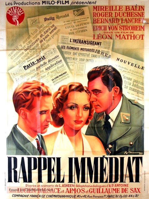 Rappel imm&egrave;diat - French Movie Poster