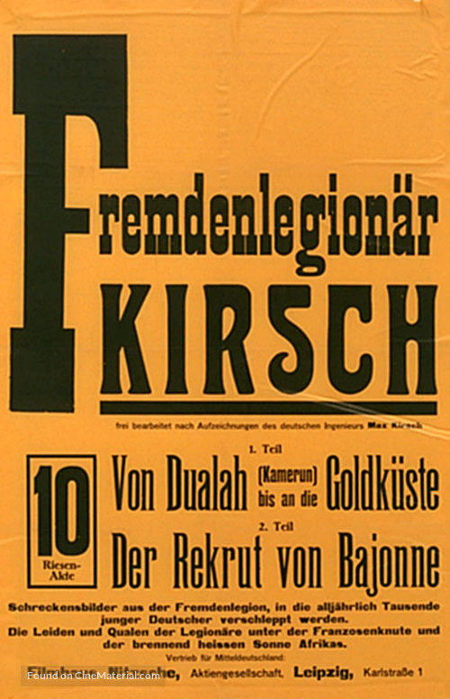 Fremdenlegion&auml;r Kirsch - German Movie Poster