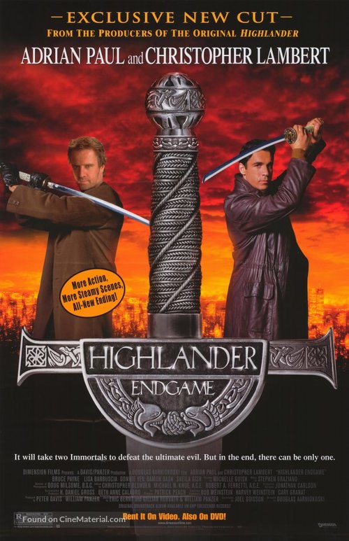 Highlander: Endgame - Video release movie poster