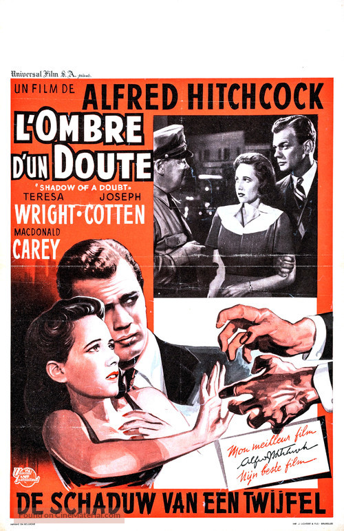 Shadow of a Doubt - Belgian Movie Poster
