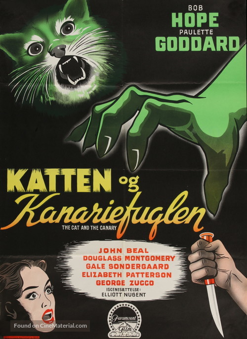 The Cat and the Canary - Danish Movie Poster