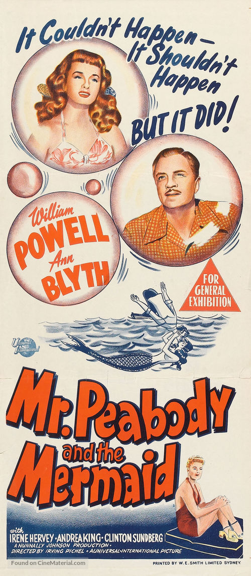 Mr. Peabody and the Mermaid - Australian Movie Poster
