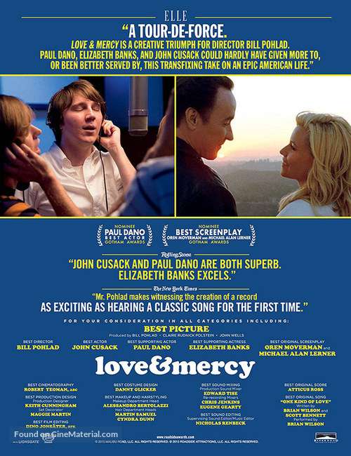 Love &amp; Mercy - For your consideration movie poster