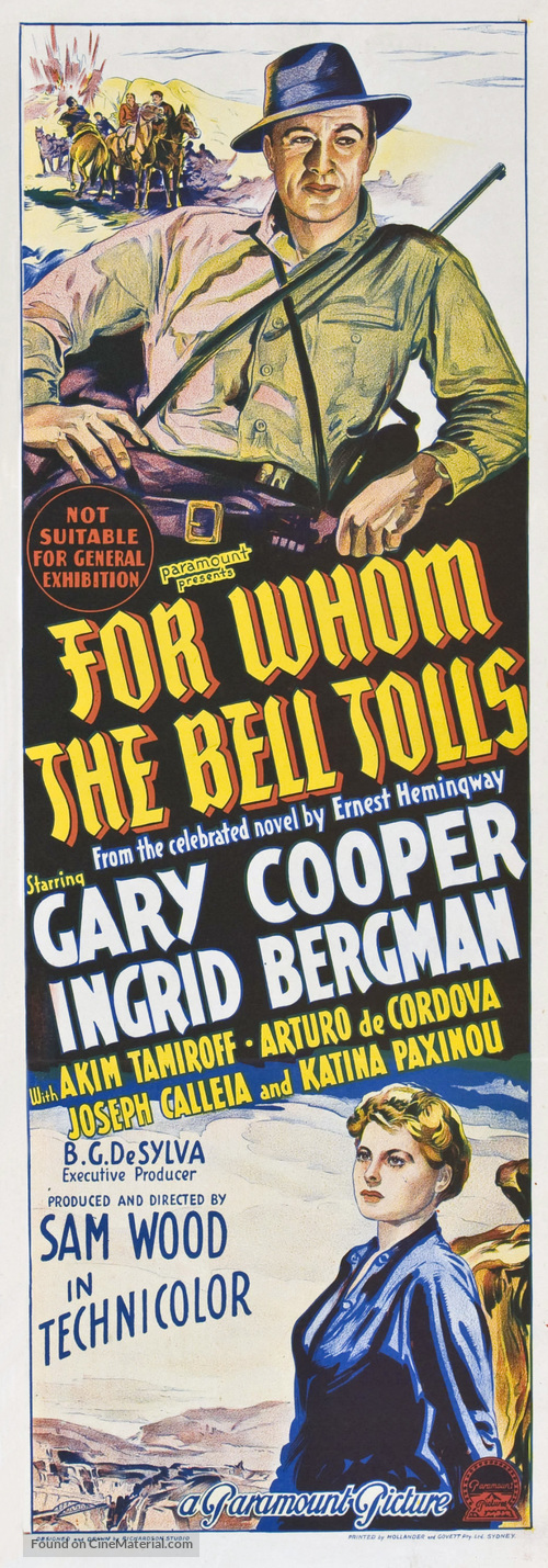 For Whom the Bell Tolls - Australian Movie Poster
