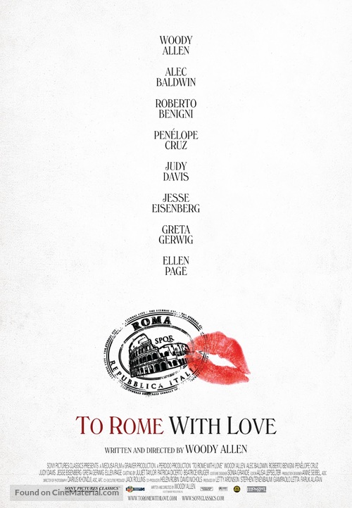 To Rome with Love - Canadian Movie Poster