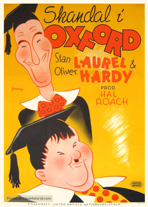 A Chump at Oxford - Swedish Movie Poster