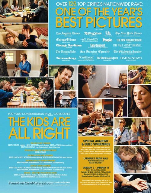 The Kids Are All Right - For your consideration movie poster