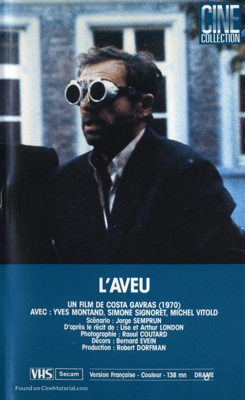 L'aveu - Canadian VHS movie cover