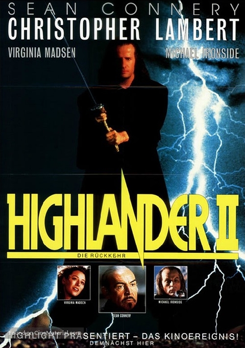 Highlander II: The Quickening - German Movie Poster