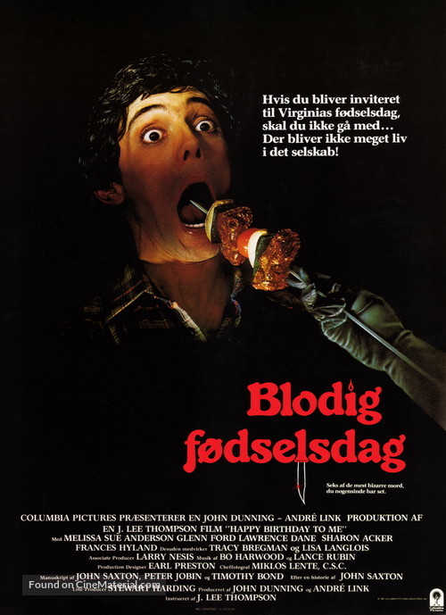 Happy Birthday to Me - Danish Movie Poster