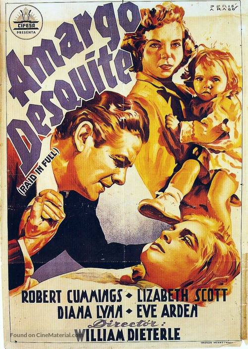 Paid in Full (1950) Spanish movie poster