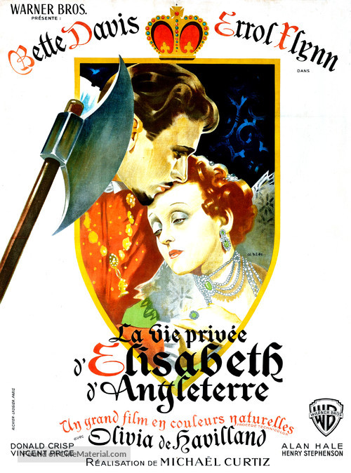 The Private Lives of Elizabeth and Essex - French Movie Poster