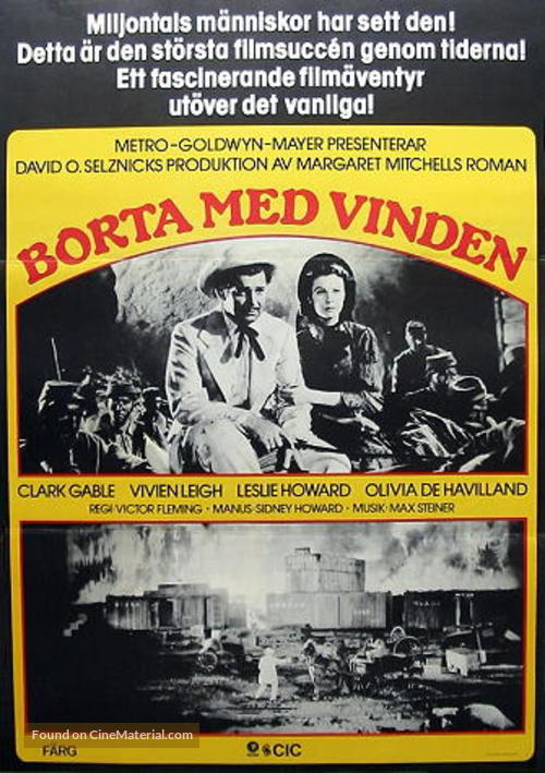 Gone with the Wind - Swedish Movie Poster