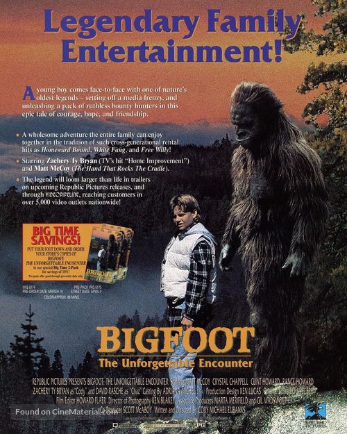 Bigfoot: The Unforgettable Encounter - Video release movie poster