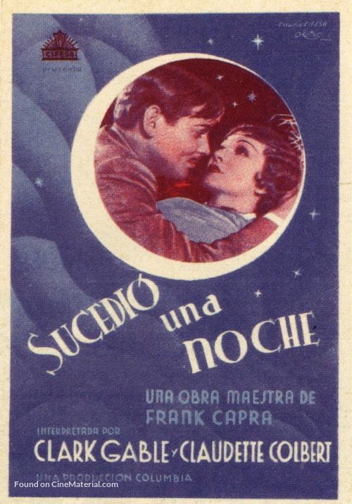 It Happened One Night - Spanish Theatrical movie poster