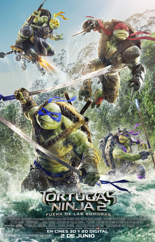 Teenage Mutant Ninja Turtles: Out of the Shadows - Chilean Movie Poster