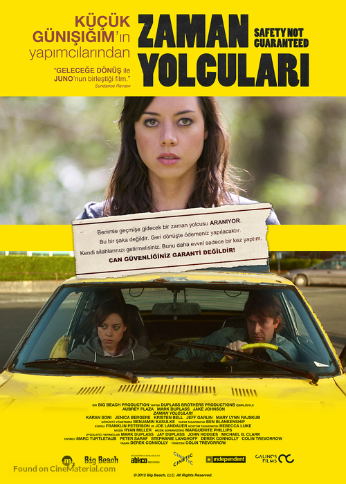 Safety Not Guaranteed - Turkish Movie Poster