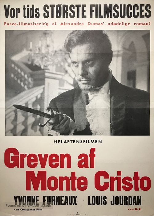 Le comte de Monte Cristo - Danish Movie Poster