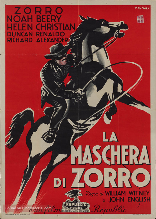 Zorro Rides Again - Italian Movie Poster