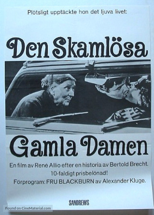 La vieille dame indigne - Swedish Movie Poster