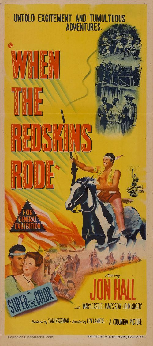 When the Redskins Rode - Australian Movie Poster