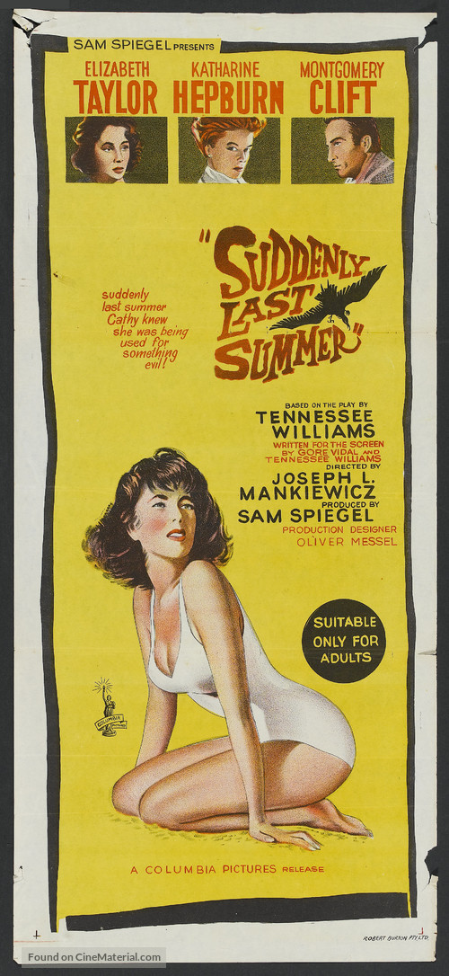 Suddenly, Last Summer - Australian Movie Poster