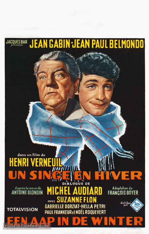 Un singe en hiver - Belgian Movie Poster