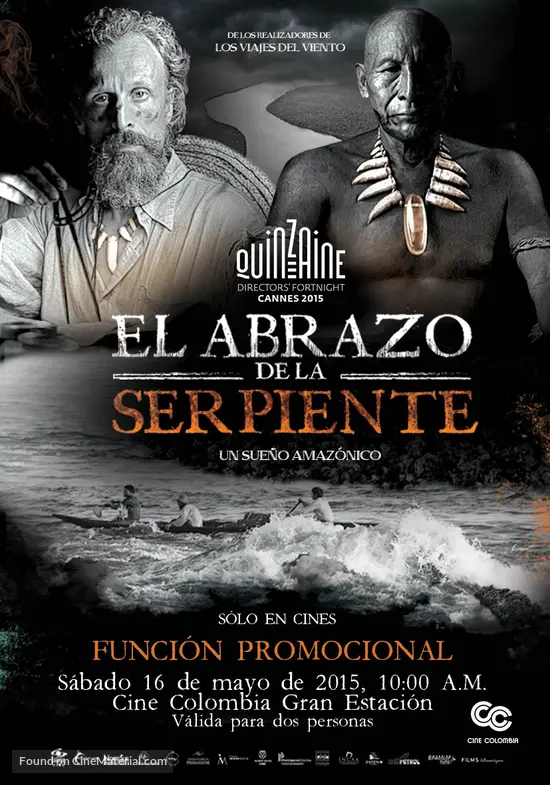 El abrazo de la serpiente - Colombian Movie Poster